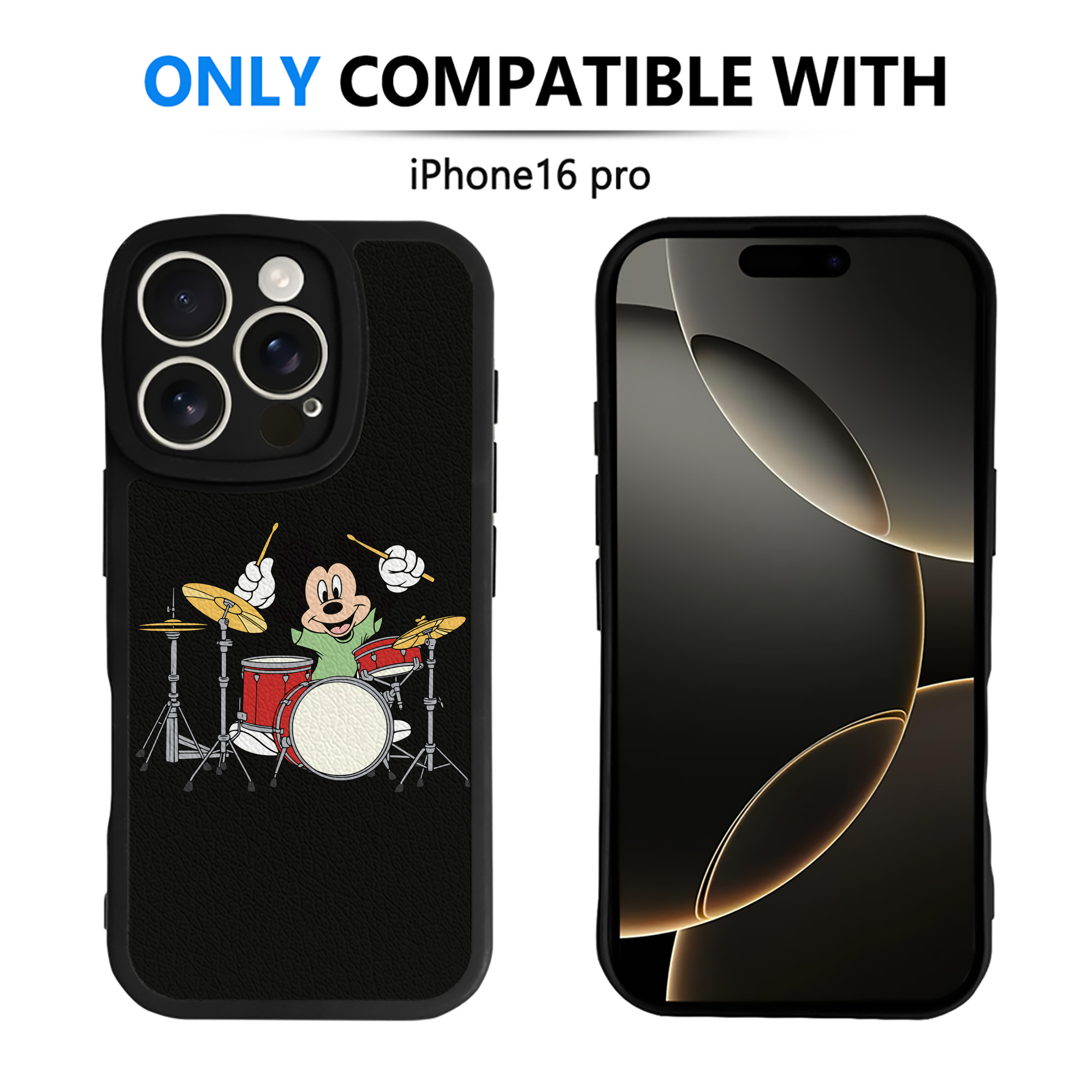 （画像用） ミッキーマウス Mickey Mouse 【iPhone 16シリーズ対応】シリコンスマホケース（レザー調） 材質：シリコン